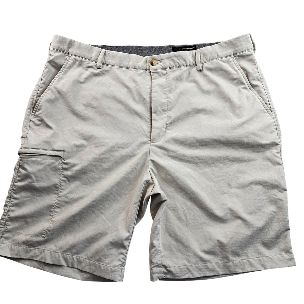 Greg Norman Cargo Golf Shorts‎ Mens Sz 40 Tan Polyester Comfort Stretch